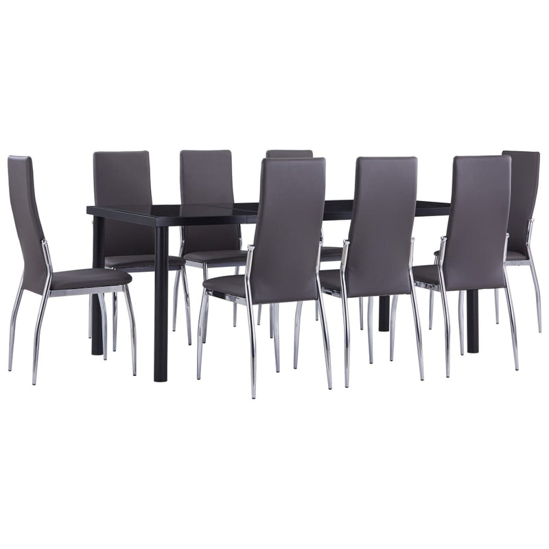 vidaXL 9 Piece Dining Set Faux Leather Grey