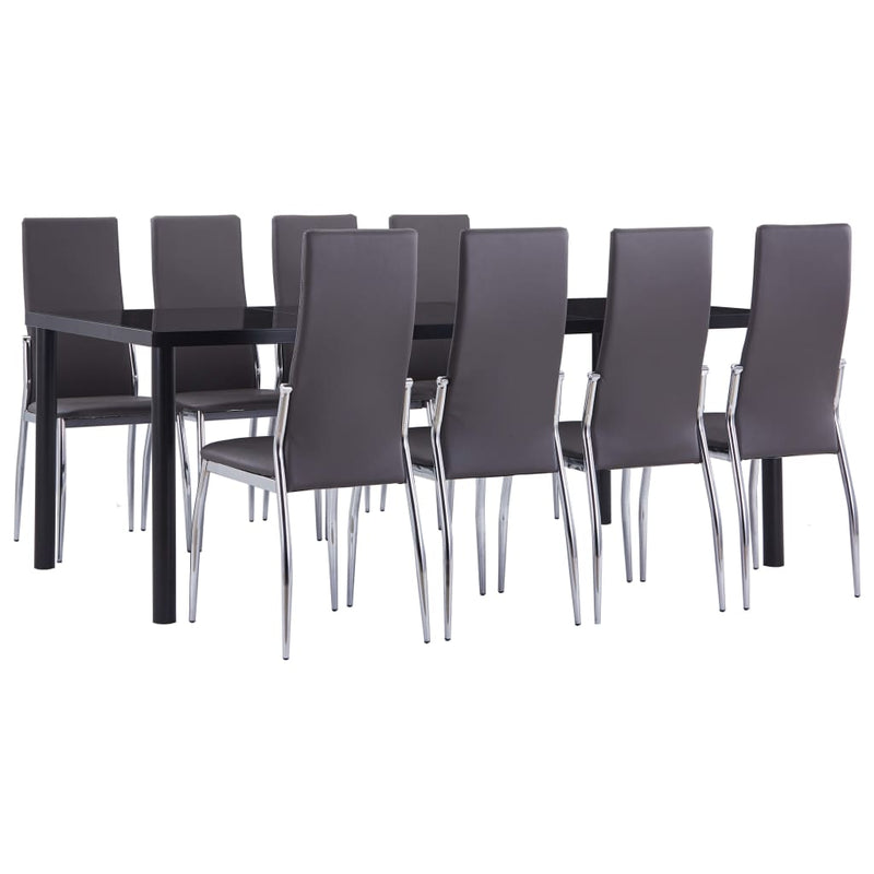 vidaXL 9 Piece Dining Set Faux Leather Grey