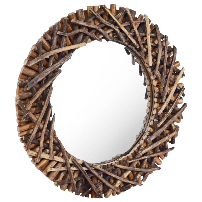 vidaXL Wall Mirror 40 cm Teak Round