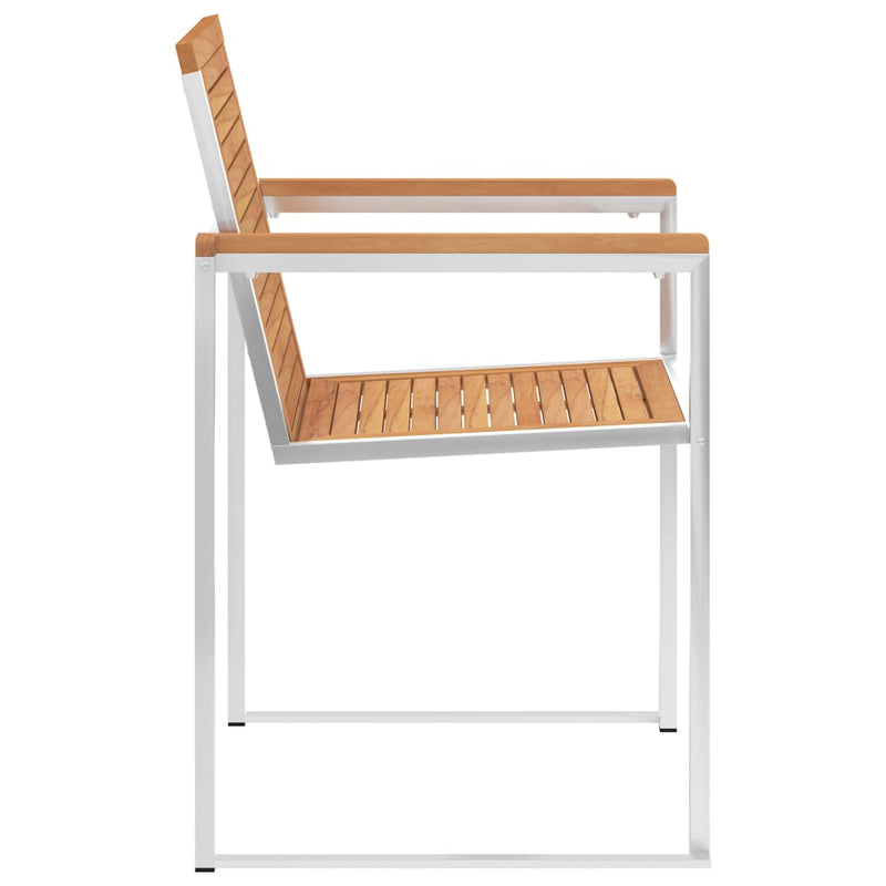 vidaXL 5 Piece Garden Dining Set Solid Teak Wood and Stainless Steel