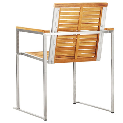 vidaXL 5 Piece Garden Dining Set Solid Teak Wood and Stainless Steel