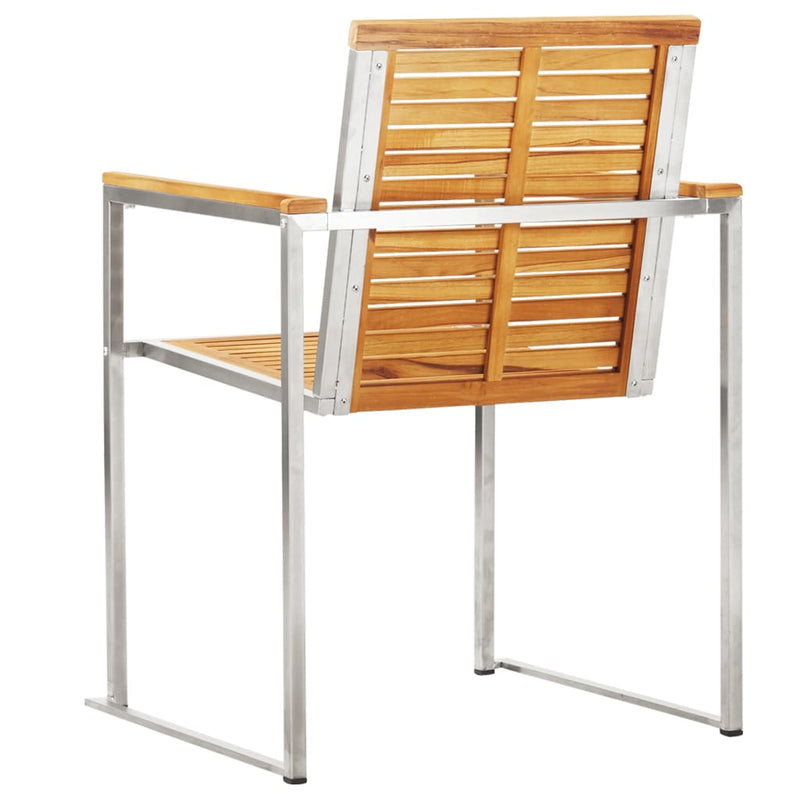 vidaXL 5 Piece Garden Dining Set Solid Teak Wood and Stainless Steel