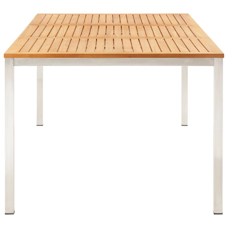 vidaXL 5 Piece Garden Dining Set Solid Teak Wood and Stainless Steel