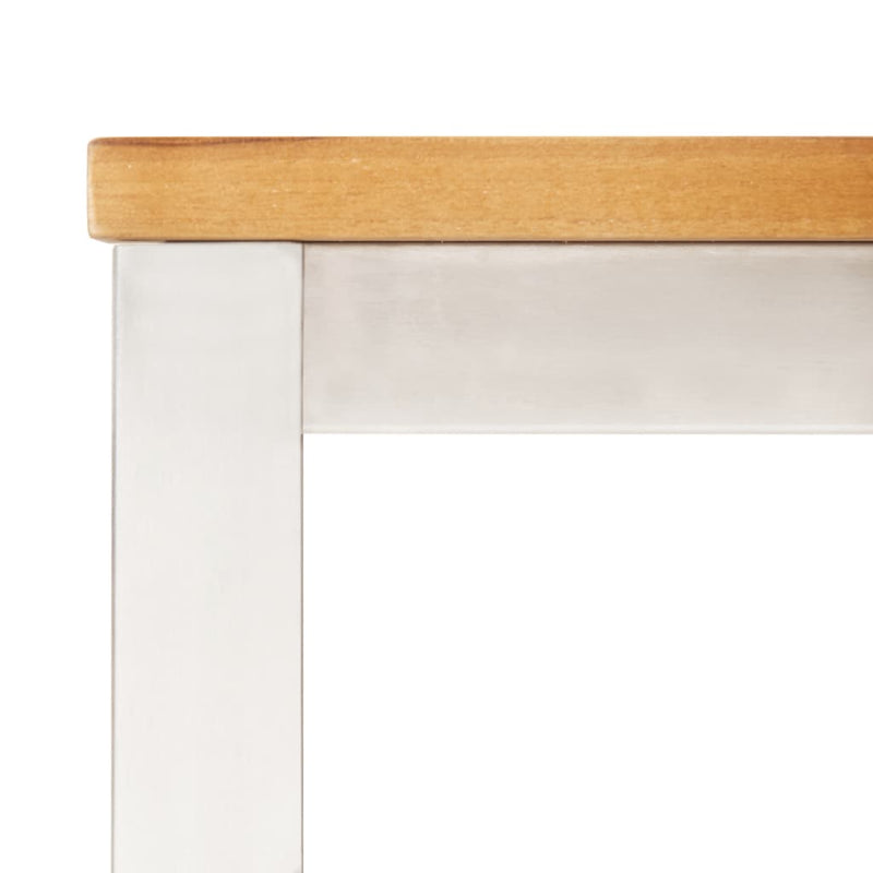 vidaXL 5 Piece Garden Dining Set Solid Teak Wood and Stainless Steel