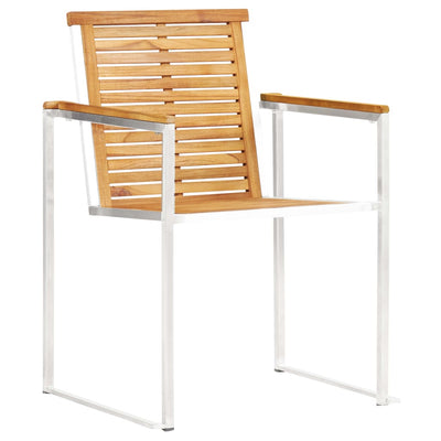 vidaXL 5 Piece Garden Dining Set Solid Teak Wood and Stainless Steel