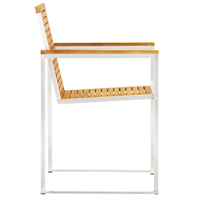 vidaXL 5 Piece Garden Dining Set Solid Teak Wood and Stainless Steel