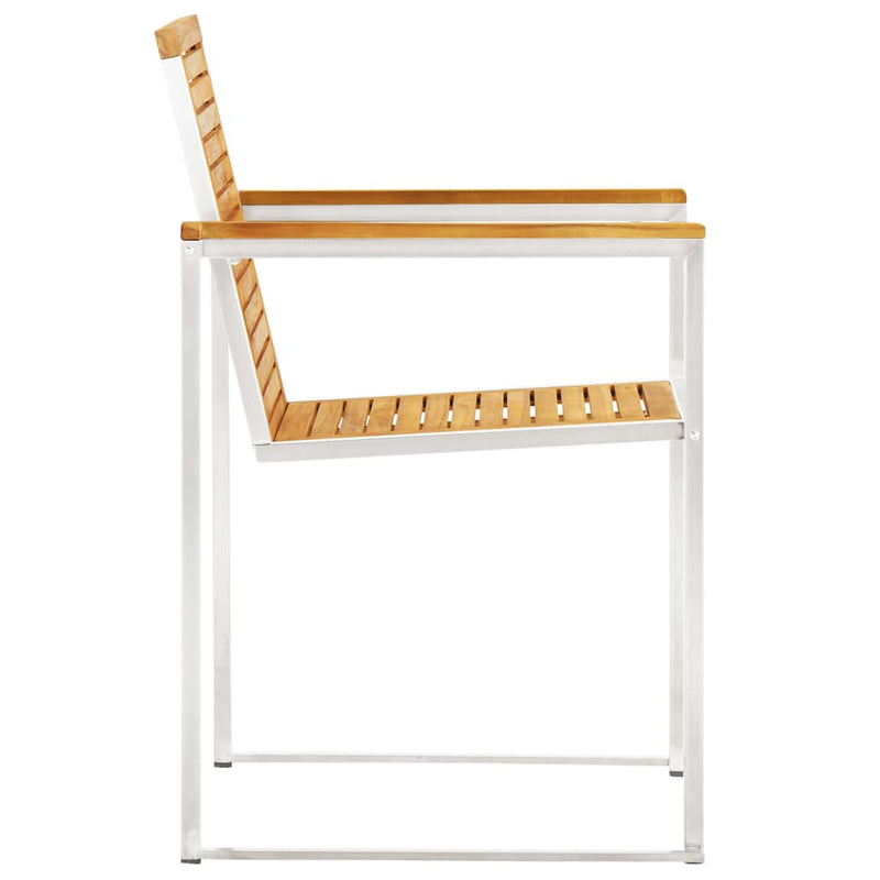 vidaXL 5 Piece Garden Dining Set Solid Teak Wood and Stainless Steel