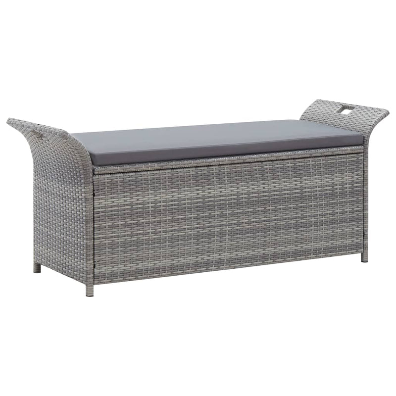 vidaXL Storage Bench with Cushion Grey 138 cm Poly Rattan