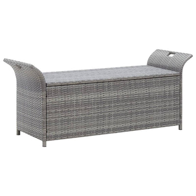 vidaXL Storage Bench with Cushion Grey 138 cm Poly Rattan