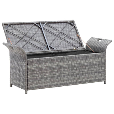 vidaXL Storage Bench with Cushion Grey 138 cm Poly Rattan