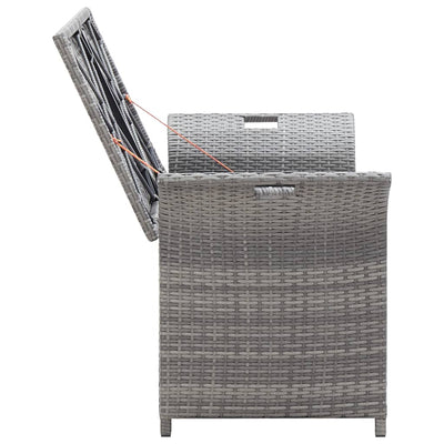 vidaXL Storage Bench with Cushion Grey 138 cm Poly Rattan