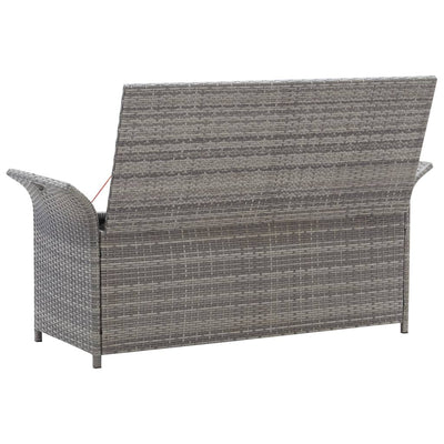 vidaXL Storage Bench with Cushion Grey 138 cm Poly Rattan