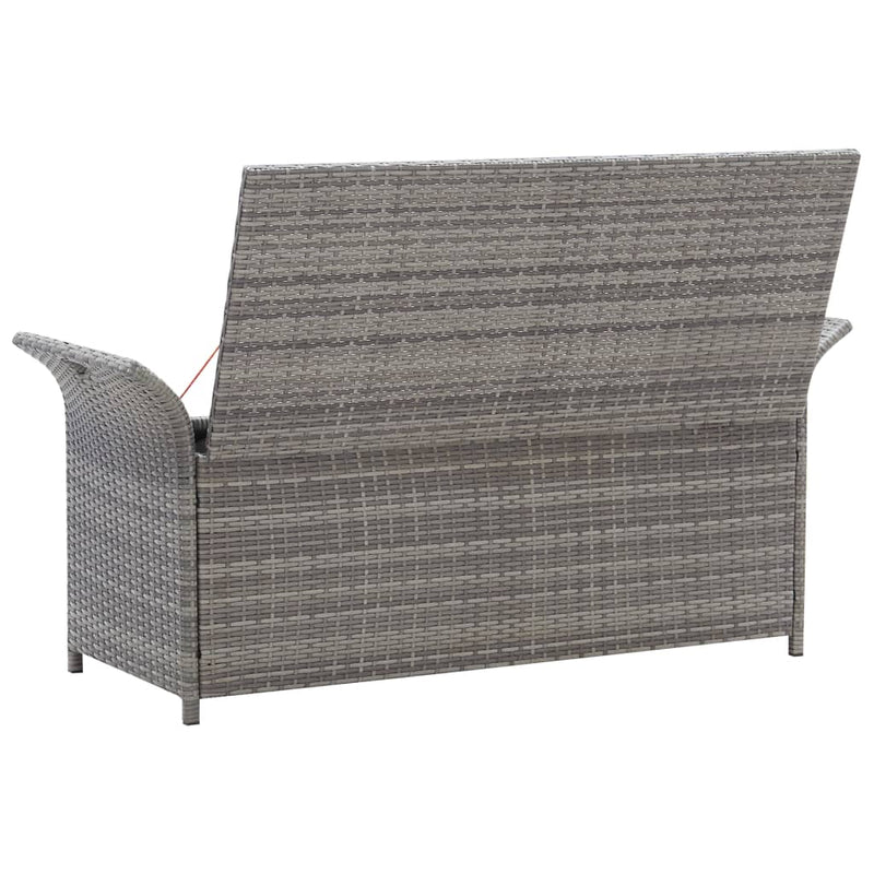 vidaXL Storage Bench with Cushion Grey 138 cm Poly Rattan