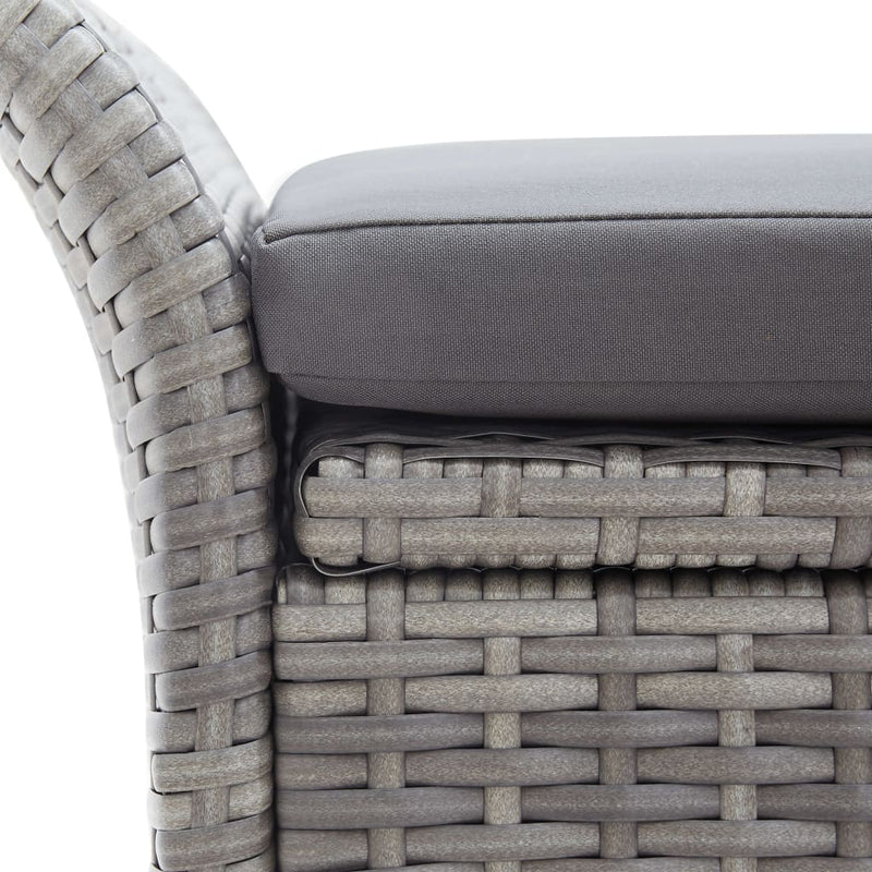vidaXL Storage Bench with Cushion Grey 138 cm Poly Rattan