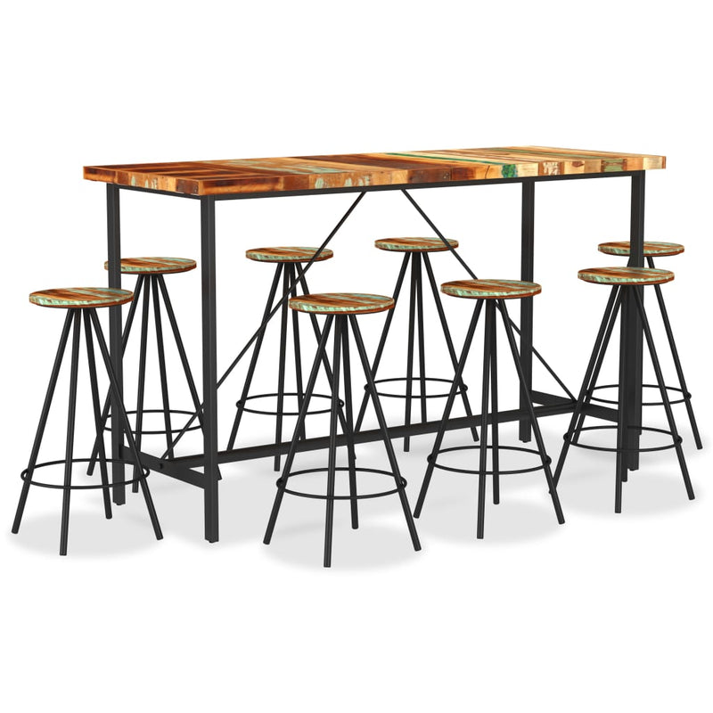 vidaXL 9 Piece Bar Set Solid Reclaimed Wood