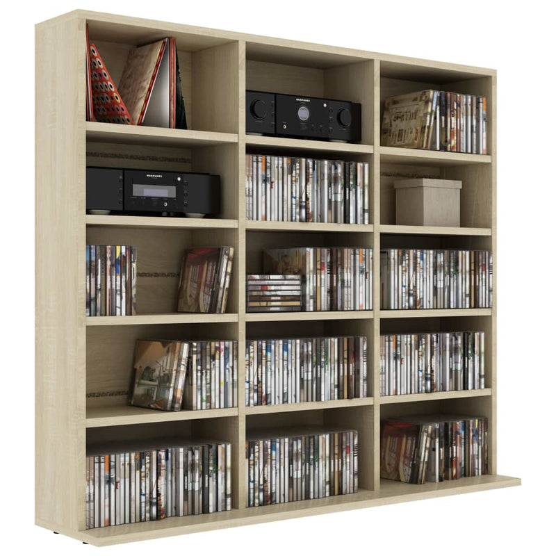 vidaXL CD Cabinet Black 100x23x89.5 cm Engineered Wood