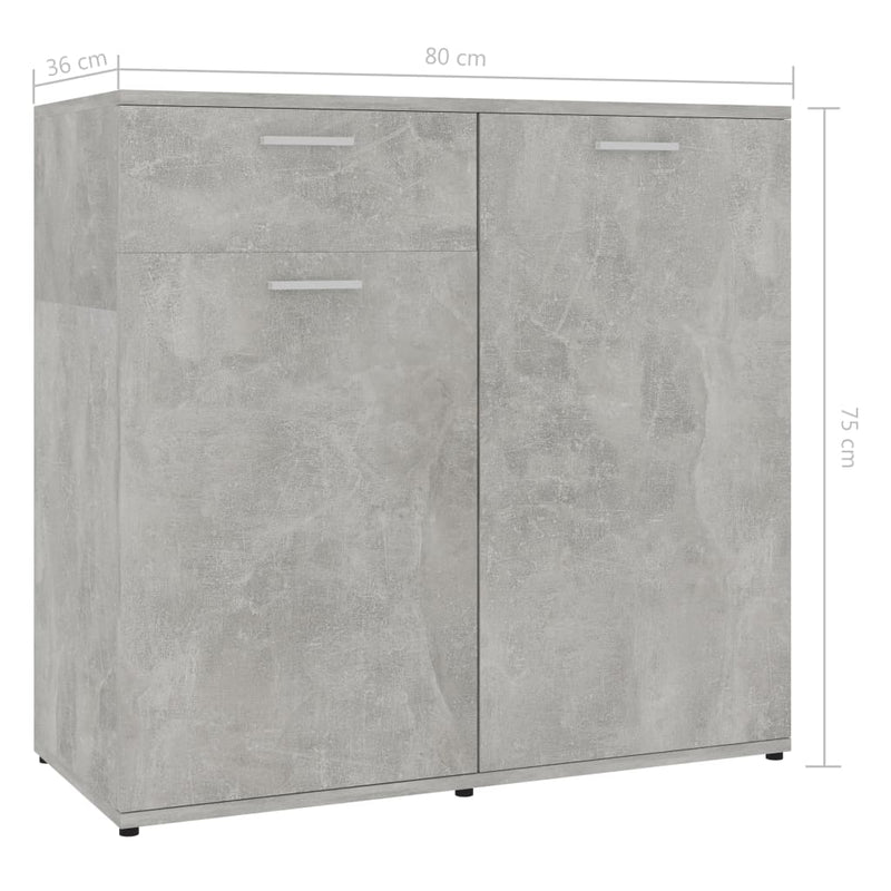 vidaXL Sideboard Concrete Grey 80x36x75 cm Engineered Wood