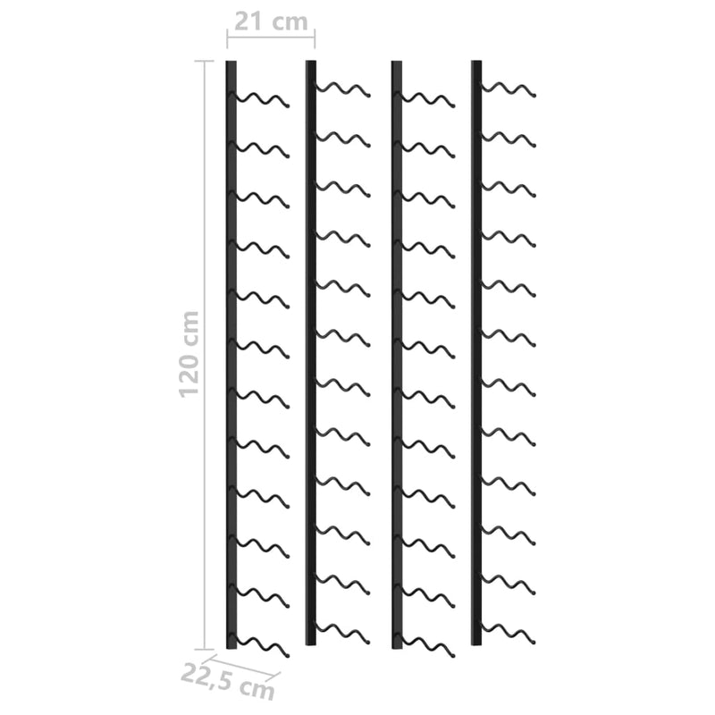 vidaXL Wall-mounted Wine Racks for 48 Bottles 2 pcs Black Iron