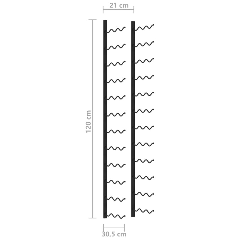 vidaXL Wall-mounted Wine Rack for 36 Bottles Black Iron