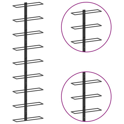 vidaXL Wall-mounted Wine Rack for 9 Bottles Black Iron