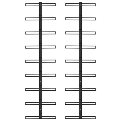 vidaXL Wall-mounted Wine Racks for 18 Bottles 2 pcs Black Iron