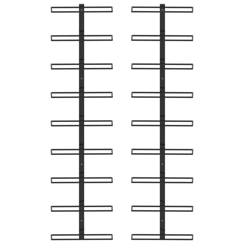 vidaXL Wall-mounted Wine Racks for 18 Bottles 2 pcs Black Iron