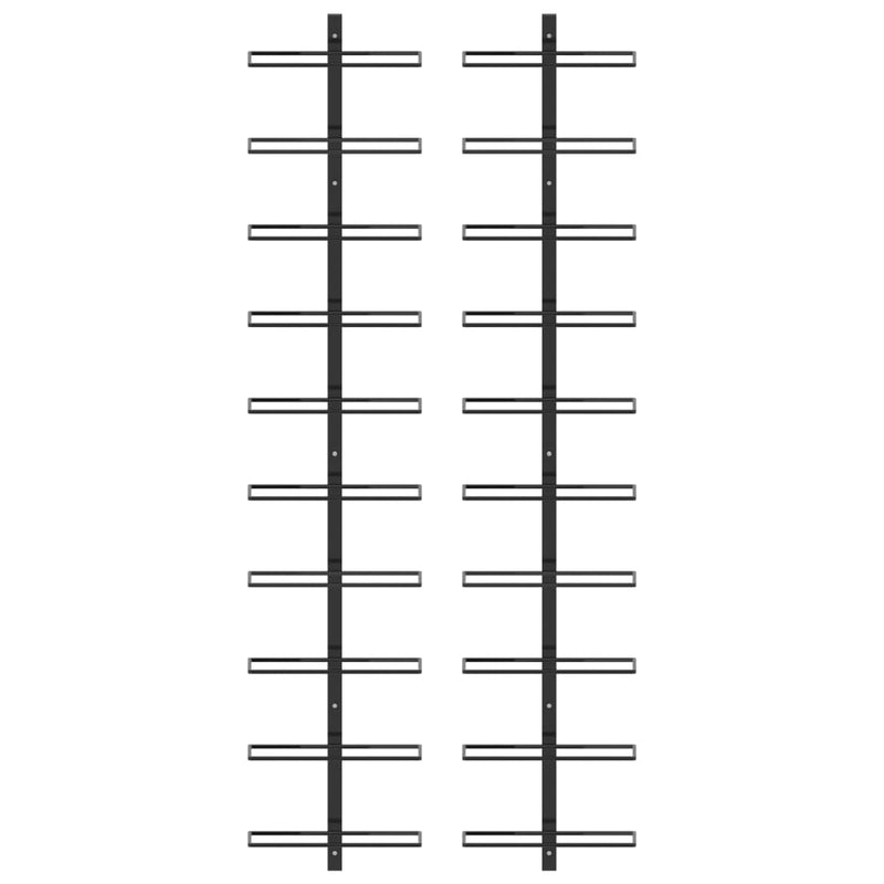 vidaXL Wall-mounted Wine Racks for 20 Bottles 2 pcs Black Metal