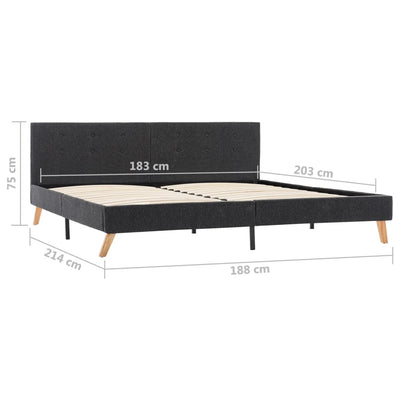 vidaXL Bed Frame without Mattress Grey Fabric 183x203 cm King