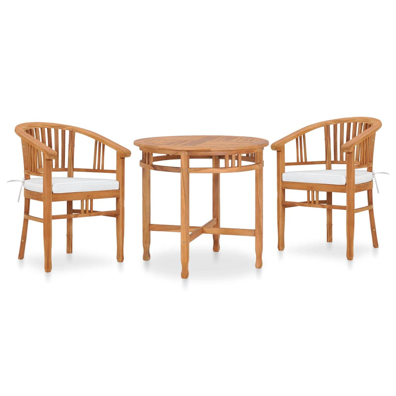 vidaXL 3 Piece Garden Dining Set with Cushions Solid Teak Wood