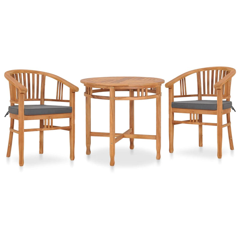 vidaXL 3 Piece Garden Dining Set with Cushions Solid Teak Wood