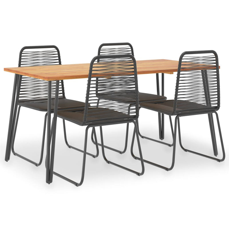 vidaXL 5 Piece Outdoor Dining Set Solid Acacia Wood and Poly Rattan