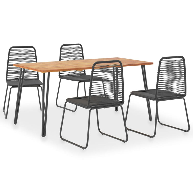 vidaXL 5 Piece Outdoor Dining Set Solid Acacia Wood and Poly Rattan