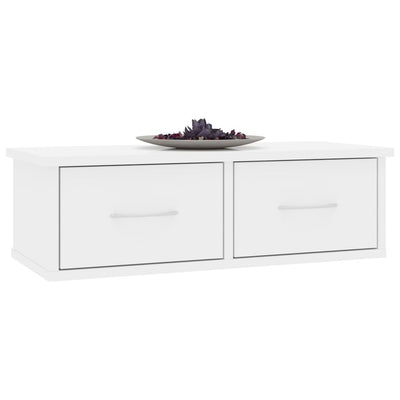 vidaXL Wall-mounted Drawer Shelf High Gloss White 60x26x18.5 cm Engineered Wood