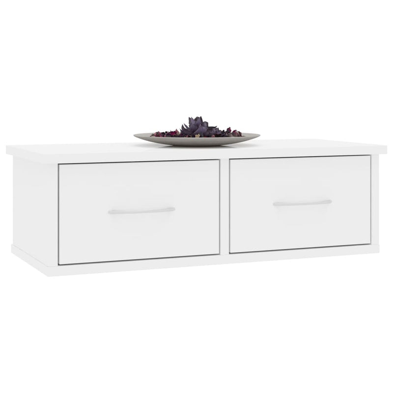 vidaXL Wall-mounted Drawer Shelf High Gloss White 60x26x18.5 cm Engineered Wood
