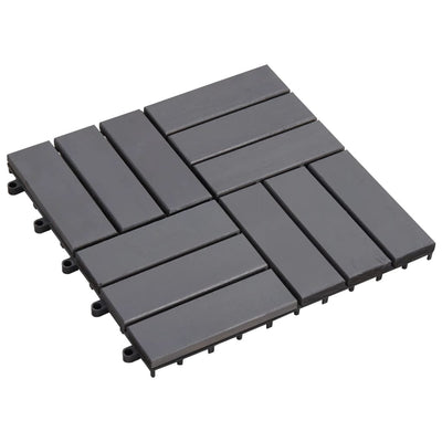vidaXL Decking Tiles 30 pcs Grey Wash 30x30 cm Solid Acacia Wood