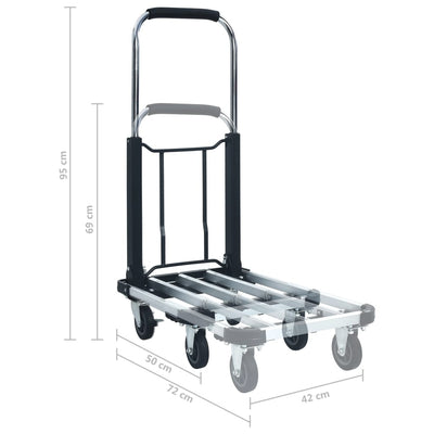 vidaXL Foldable Transport Trolley 150 kg Aluminium Silver