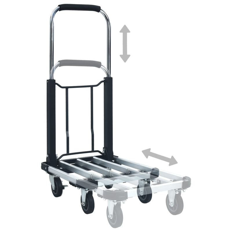 vidaXL Foldable Transport Trolley 150 kg Aluminium Silver