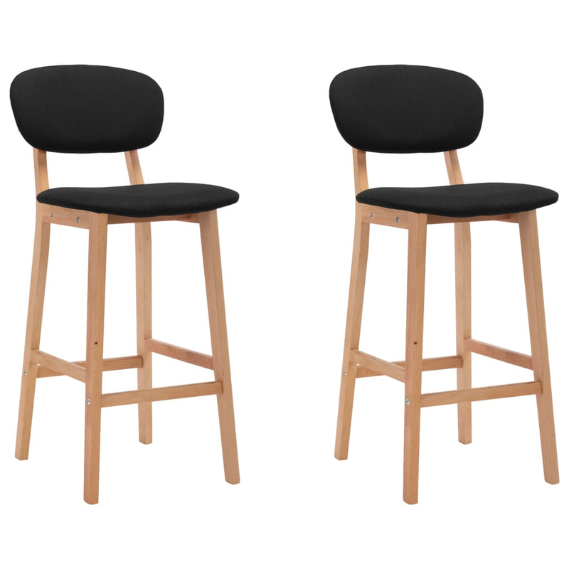 vidaXL Bar Stools 2 pcs Black Fabric