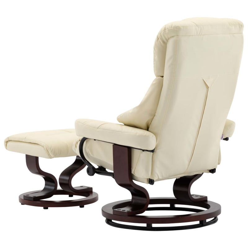 vidaXL Recliner Chair with Footstool Black Faux Leather and Bentwood