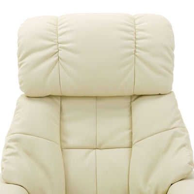vidaXL Massage Reclining Chair Cream Faux Leather and Bentwood
