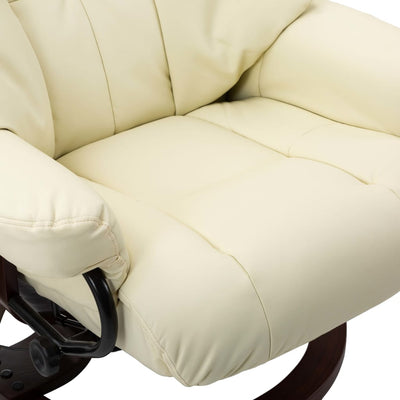 vidaXL Massage Reclining Chair Cream Faux Leather and Bentwood