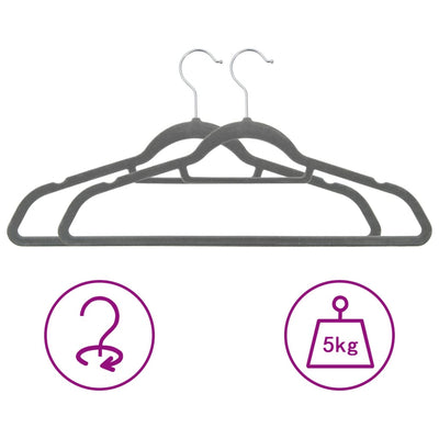 vidaXL 50 pcs Clothes Hanger Set Anti-slip Black Velvet