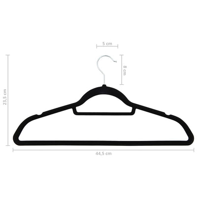 vidaXL 50 pcs Clothes Hanger Set Anti-slip Black Velvet