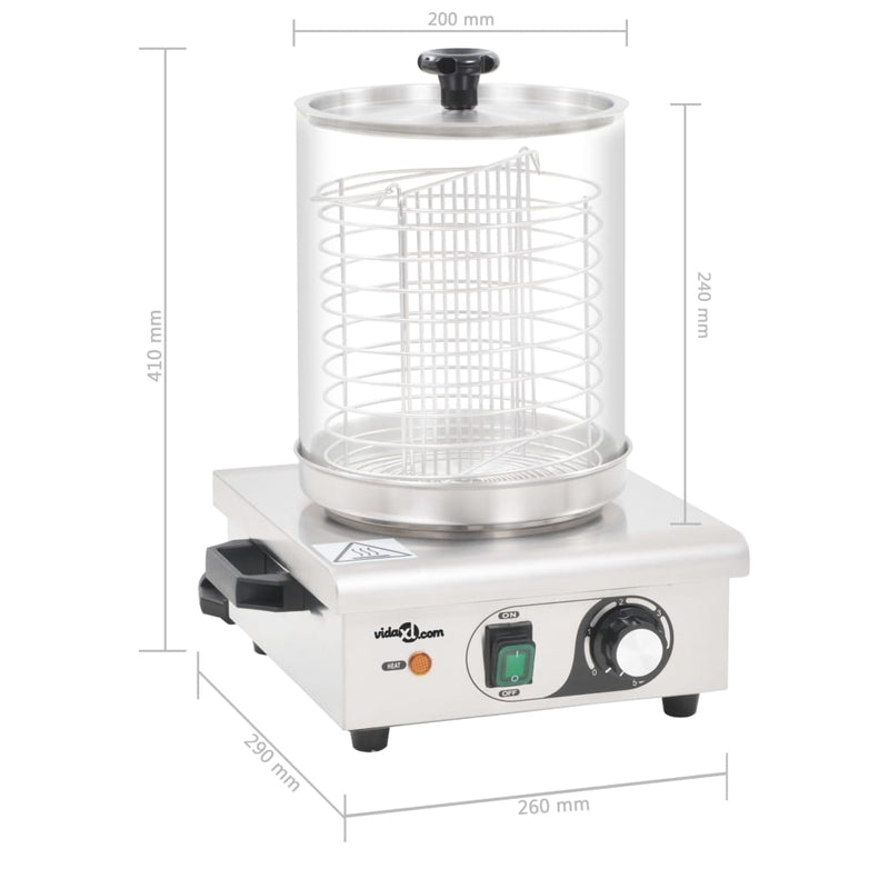 vidaXL Hot Dog Warmer Stainless Steel 450 W