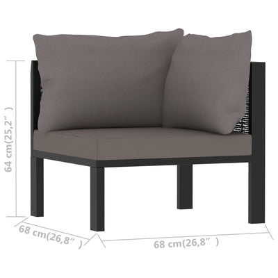 vidaXL Sectional Corner Sofa with Left Armrest Poly Rattan Anthracite