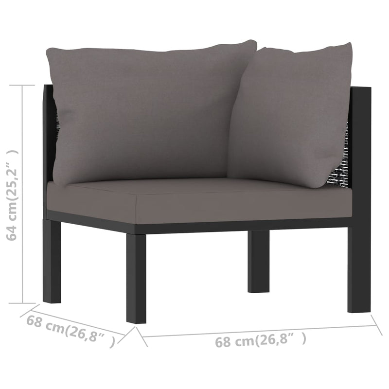 vidaXL Sectional Corner Sofa with Left Armrest Poly Rattan Anthracite