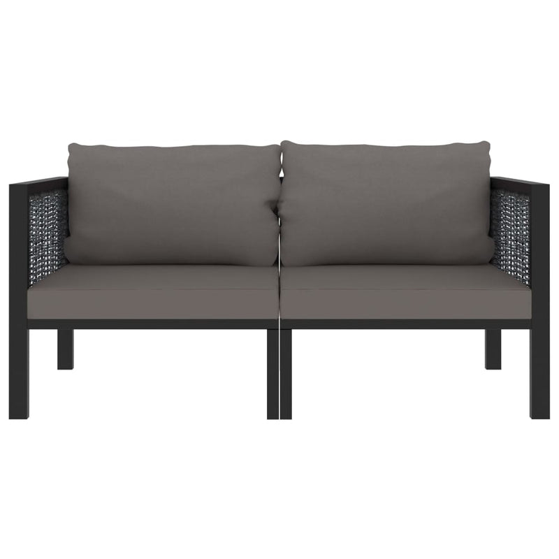 vidaXL 2-Seater Sofa with Cushions Anthracite Poly Rattan