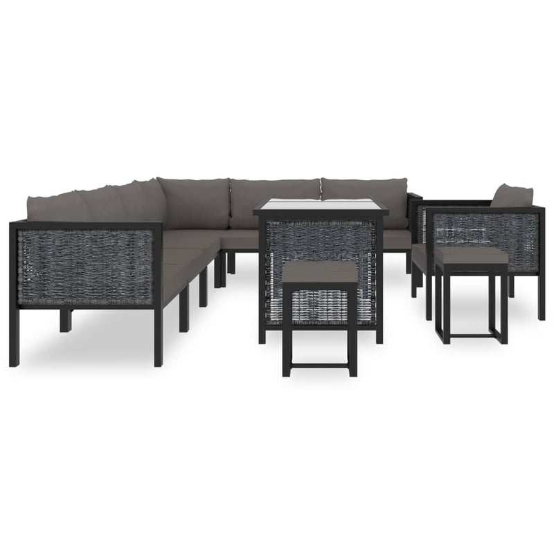 vidaXL 8 Piece Garden Lounge Set with Cushions Poly Rattan Anthracite