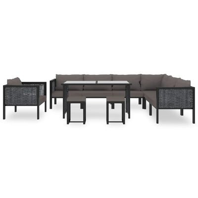 vidaXL 8 Piece Garden Lounge Set with Cushions Poly Rattan Anthracite