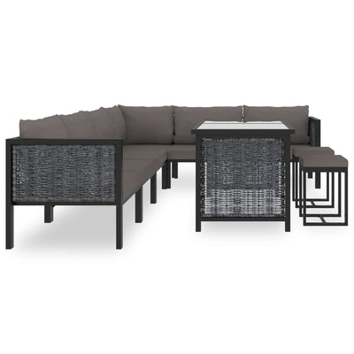 vidaXL 8 Piece Garden Lounge Set with Cushions Poly Rattan Anthracite